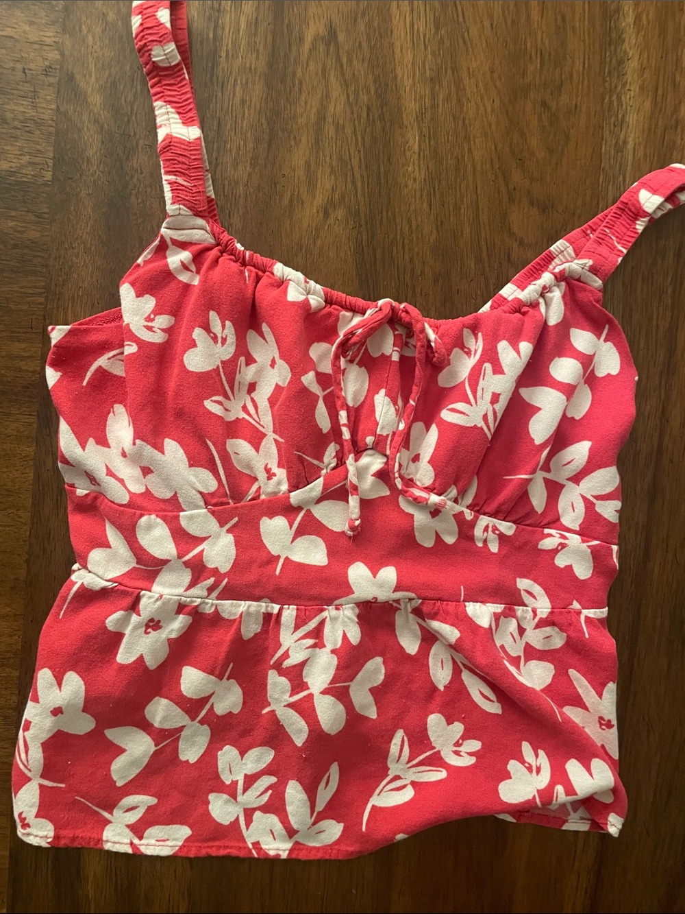 URBAN Romantics Coral Pink & White Floral Tie-Front Crop Top